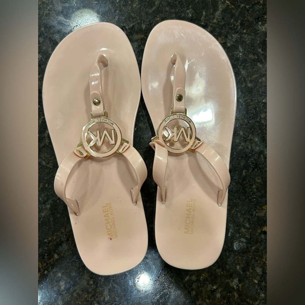 Michael Kors Blush Sandals with Gold Accents